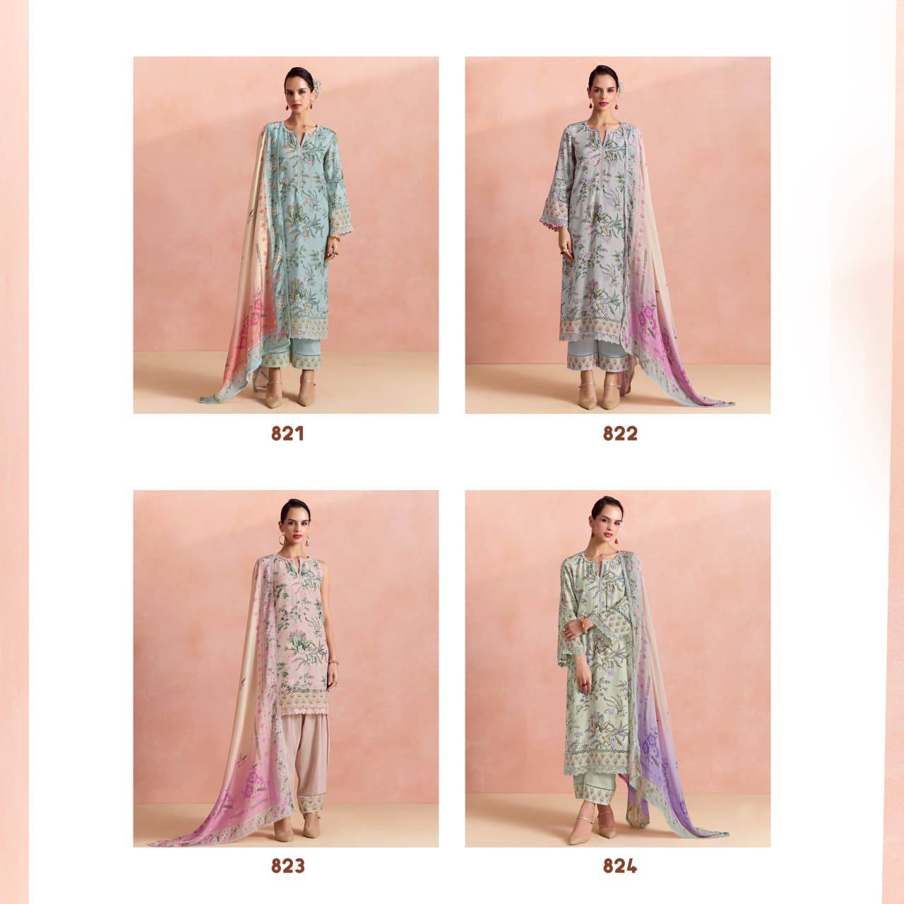 FERN By KIMORA SUIT 821 To 824 Series Indian Traditional Wear Pure Cotton dresses At Wholesale Price